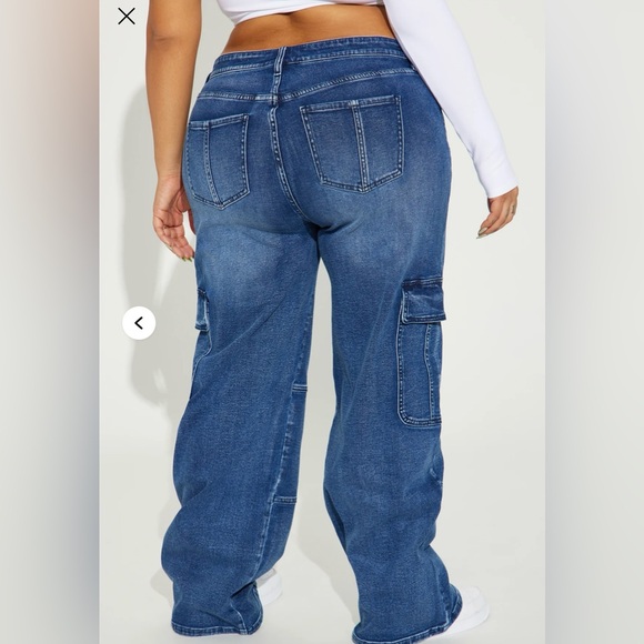 Low Stretch Cargo Straight Leg Jeans - Dark Wash - Picture 4 of 10